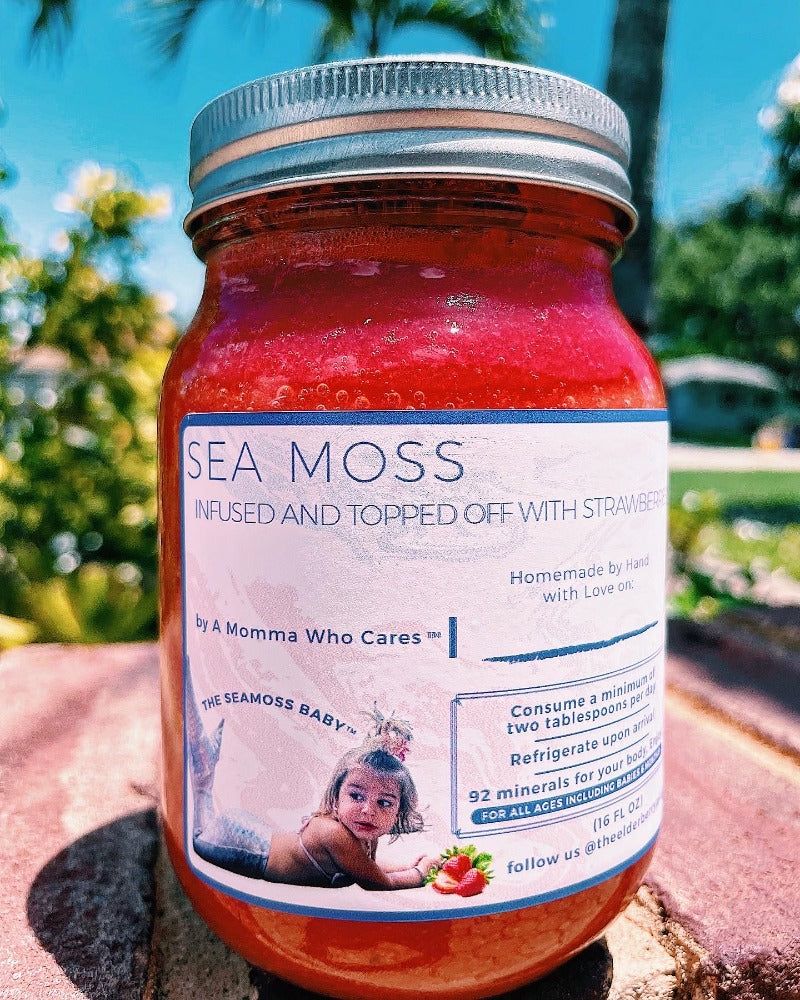 Moss + Strawberries, & a layer of Strawberry Juice