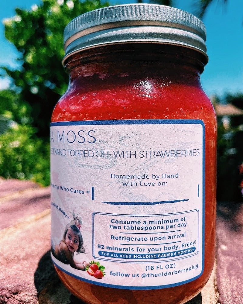 Moss + Strawberries, & a layer of Strawberry Juice